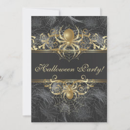 Invitación Fiesta Halloween de las arañas de oro - Boda de Ha