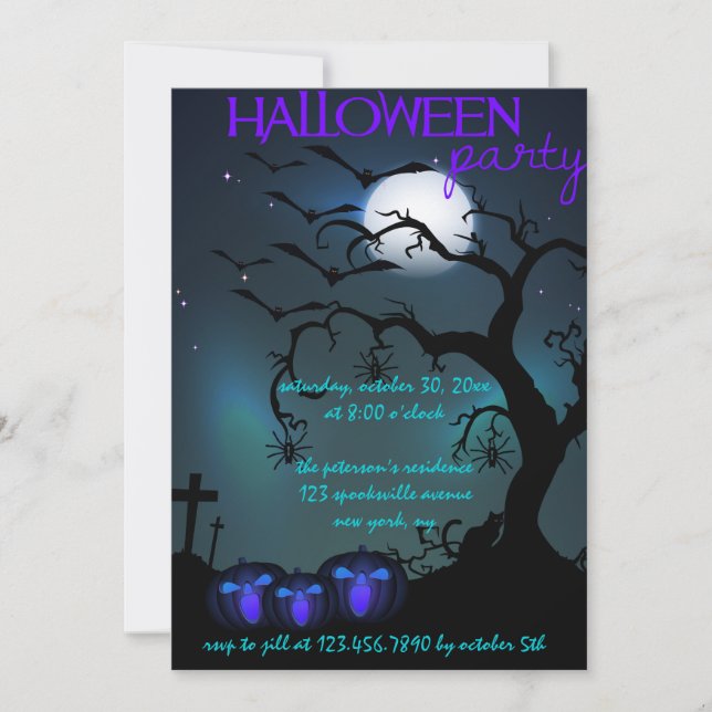 Invitación Fiesta Halloween de las calabazas de Halloween (Anverso)