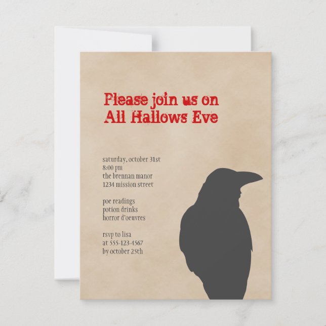 Invitación Fiesta Halloween de pergamino marrón oscuro (Anverso)