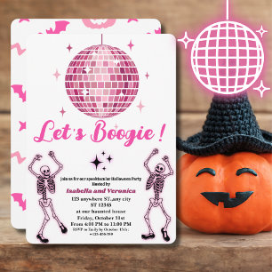 Invitación Fiesta Halloween de Skeleton de Discoteca Rosa par