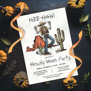 Invitación Fiesta Halloween de Western Cowboy Howdy-Ween