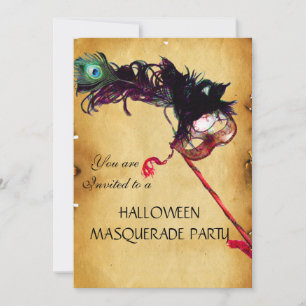 Invitación Fiesta HALLOWEEN MASQUERADE, sello de cera pergami