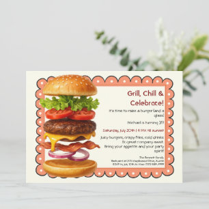 Invitación Fiesta Hamburger   Fun Burger Celebration