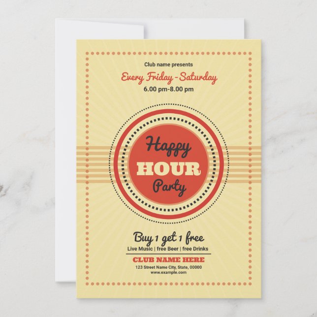 Invitación Fiesta Happy Hour Flyer (Anverso)