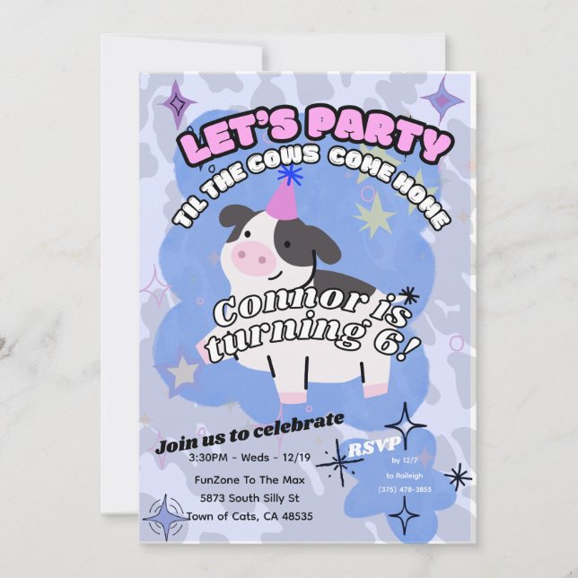 Invitación Fiesta hasta que las vacas vuelvan a casa, háganse (Anverso)