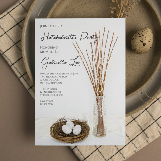 Invitación Fiesta Hatchelorette de Huevos Blancos Rústicos (Subido por el creador)