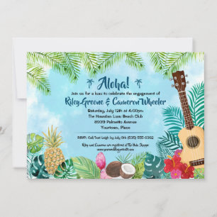 Invitación Fiesta Hawaiana Luau con Acuarela