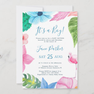 Invitación Fiesta hawaiana tropical luau es un baby shower de