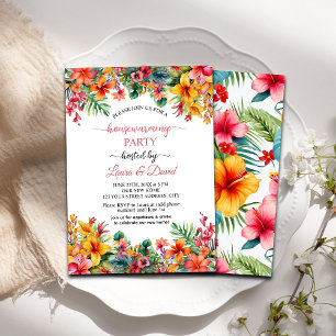Invitación Fiesta hawaiano colorido floral para el calentamie