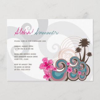 Invitación Fiesta hawaiano del verano de Luau del hibisco