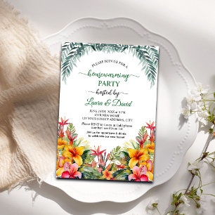 Invitación Fiesta hawaiano exótico floral para el calentamien