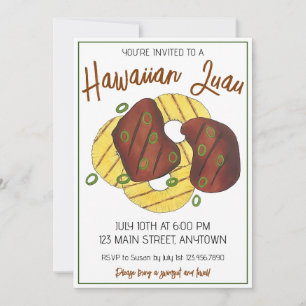 Invitación Fiesta hawaiano Luau Huli Huli Chicken Pineapple