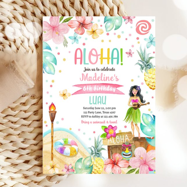 Invitación Fiesta hawaiano Luau Tropical Pool Beach Cumpleaño (Subido por el creador)