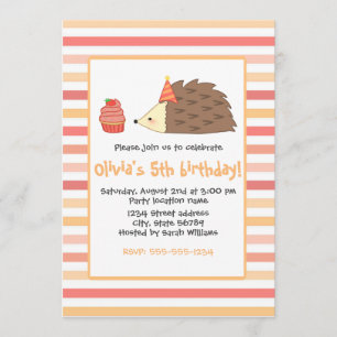 Invitación Fiesta Hedgehog y Pastel