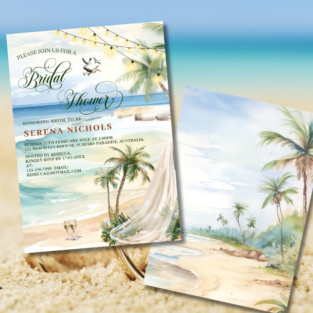 Invitación Fiesta Hen de la ducha de la novia Tropical Beach (Subido por el creador)