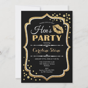 Invitación Fiesta Hens - Oro Negro