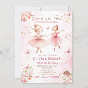Invitación Fiesta hermano de Ballerina Rosa TuTu