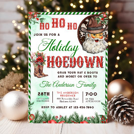 Invitación Fiesta Hoedown de Cowboy Santa Navidades