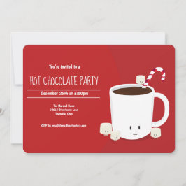 Invitación Fiesta horizontal de Navidades de chocolate calien