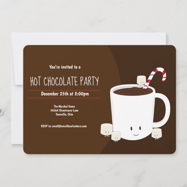 Invitación Fiesta horizontal de Navidades marrones de chocola (Anverso)