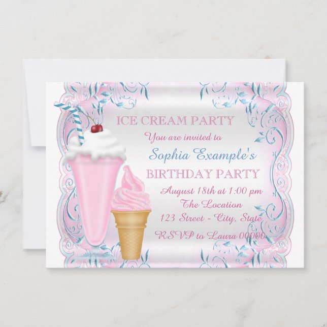Invitación Fiesta Ice Cream (Anverso)