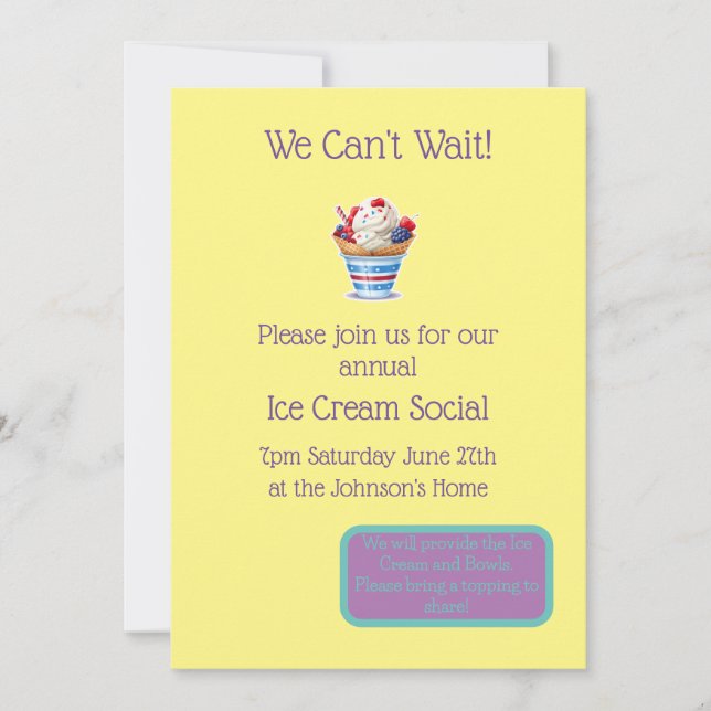 Invitación Fiesta Ice Cream (Anverso)