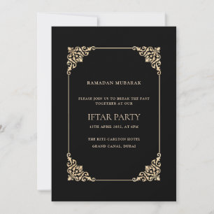 Invitación Fiesta Iftar con barra dorada ornamentada barroca