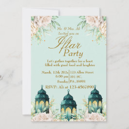Invitación Fiesta Iftar de Ramadán de oro floral personalizad
