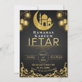 Invitación Fiesta Iftar de Ramadán Negro y Oro