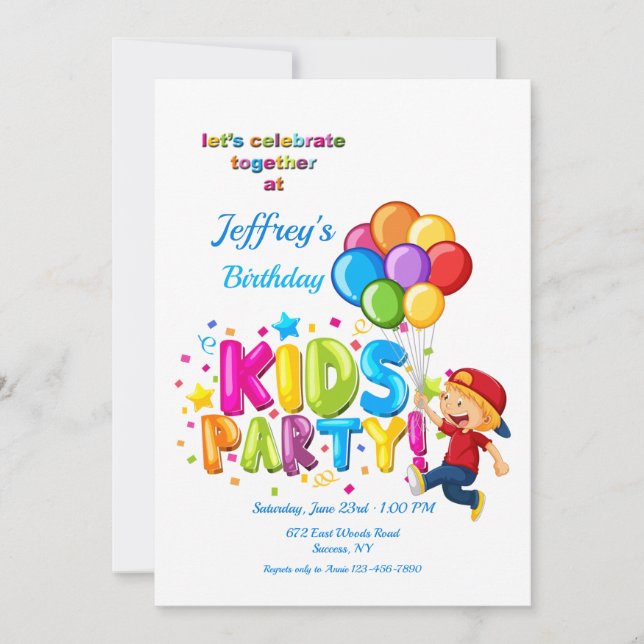 Invitación Fiesta infantil (Anverso)