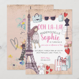 Invitación Fiesta infantil con tema de París