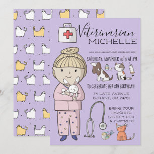 Invitación Fiesta Infantil con Tema Veterinario