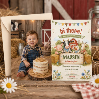 Invitación Fiesta infantil de cumpleaños número 2 en granja r