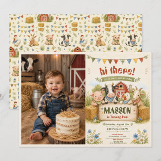 Invitación Fiesta infantil de cumpleaños número 2 en granja r