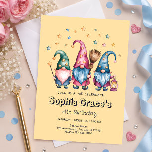 Invitación Fiesta infantil de hada caprichosa Gnomo