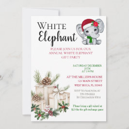 Invitación Fiesta infantil de Navidad elefante blanco moderno