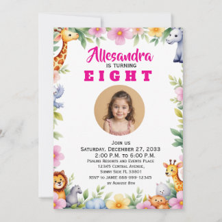Invitación Fiesta Infantil Safari Acuarela Animales Presupues