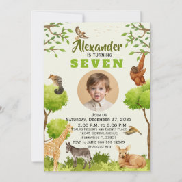 Invitación Fiesta Infantil Safari Acuarela de Moda Animales J