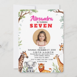 Invitación Fiesta Infantil Safari Acuarela de Moda Animales J