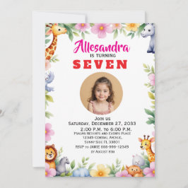 Invitación Fiesta Infantil Safari Acuarela de Moda Animales J