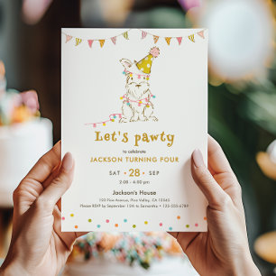 Invitación Fiesta Infantil Temática de Perros "Let's Pawty" p