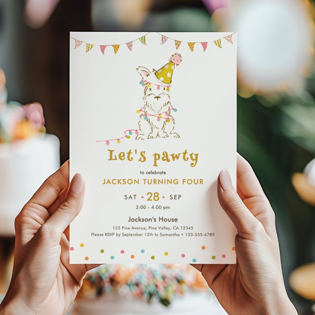 Invitación Fiesta Infantil Temática de Perros "Let's Pawty" p (Subido por el creador)