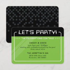 Invitación FIESTA INFO INSERT moderno gamer verde negro