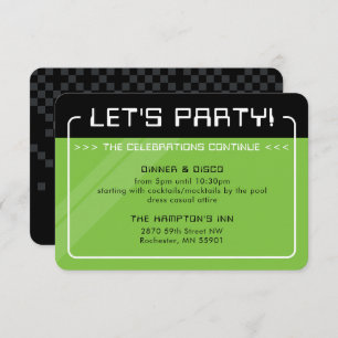 Invitación FIESTA INFO INSERT moderno gamer verde negro