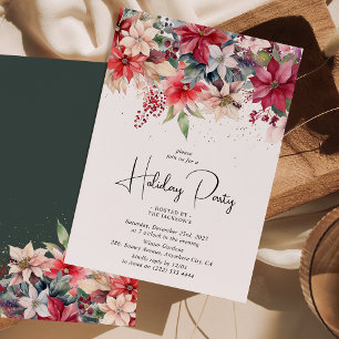 Invitación Fiesta Invernal Navideña Florales Fiesta
