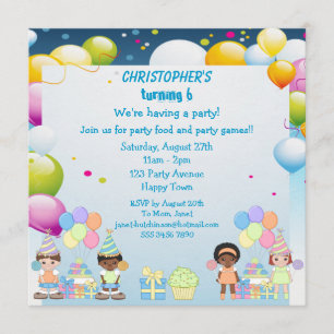 Invitación Fiesta invita a los niños que juegan en recreo