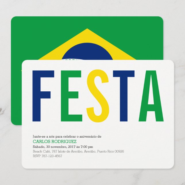 Invitación Fiesta: Invitaciones: Brasil: Bandera Peruana (Anverso / Reverso)