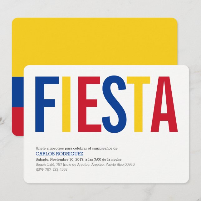 Invitación Fiesta: Invitaciones: Colombia: Bandera colombiana (Anverso / Reverso)
