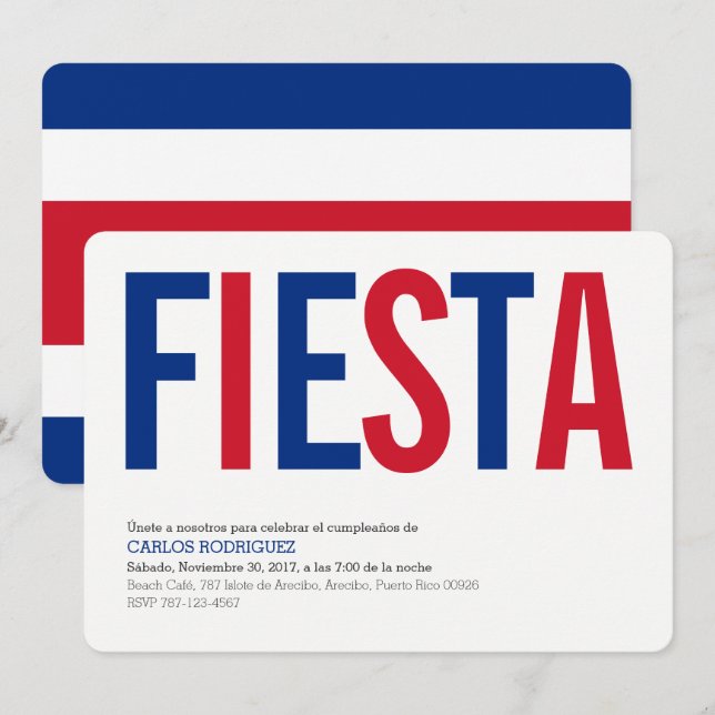 Invitación Fiesta: Invitaciones: Costa Rica: Bandera de Rican (Anverso / Reverso)
