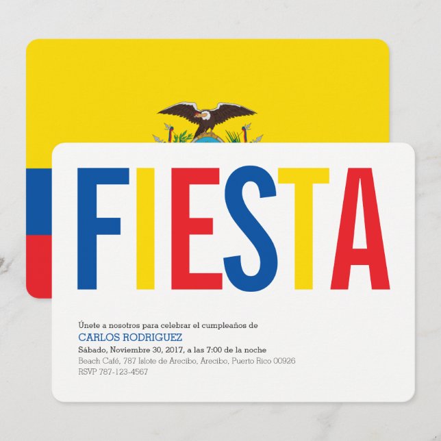 Invitación Fiesta:Invitaciones: Ecuador: Bandera ecuatoriana (Anverso / Reverso)